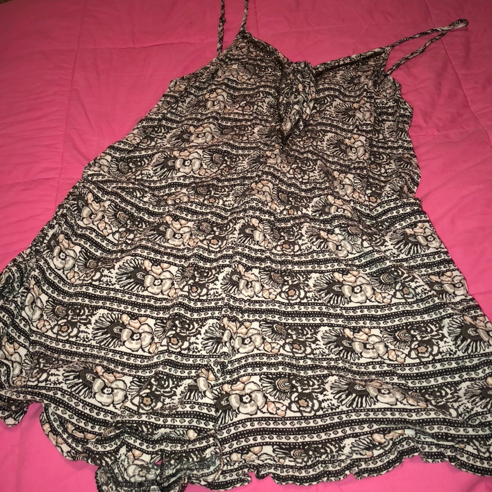 Amerocan Eagle Lace Up Open Back Ruffle Romper